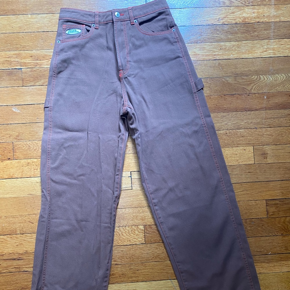 h&m no fear collab brown carpenter pants